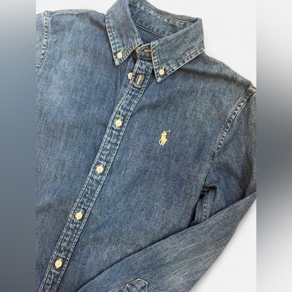 Ralph Lauren Blue Denim Button-Front Shirt Dress Preppy Women’s Size XS - Picture 3 of 6